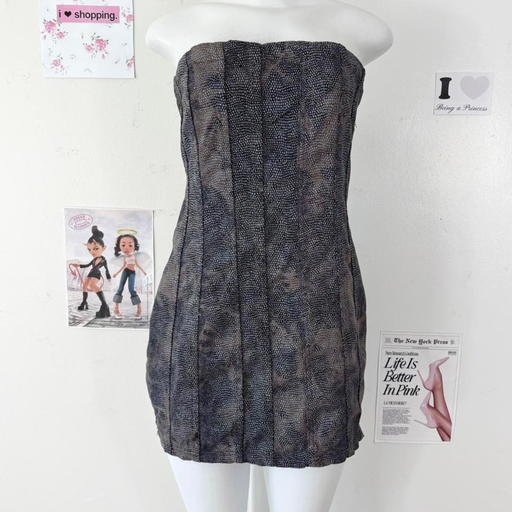 Forever 21 Strapless Bodycon Mini Dress – Gray/Black (Size L)